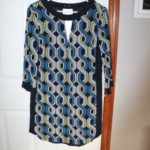 Brand New Trina Turk Abstract Blue & Grey dress